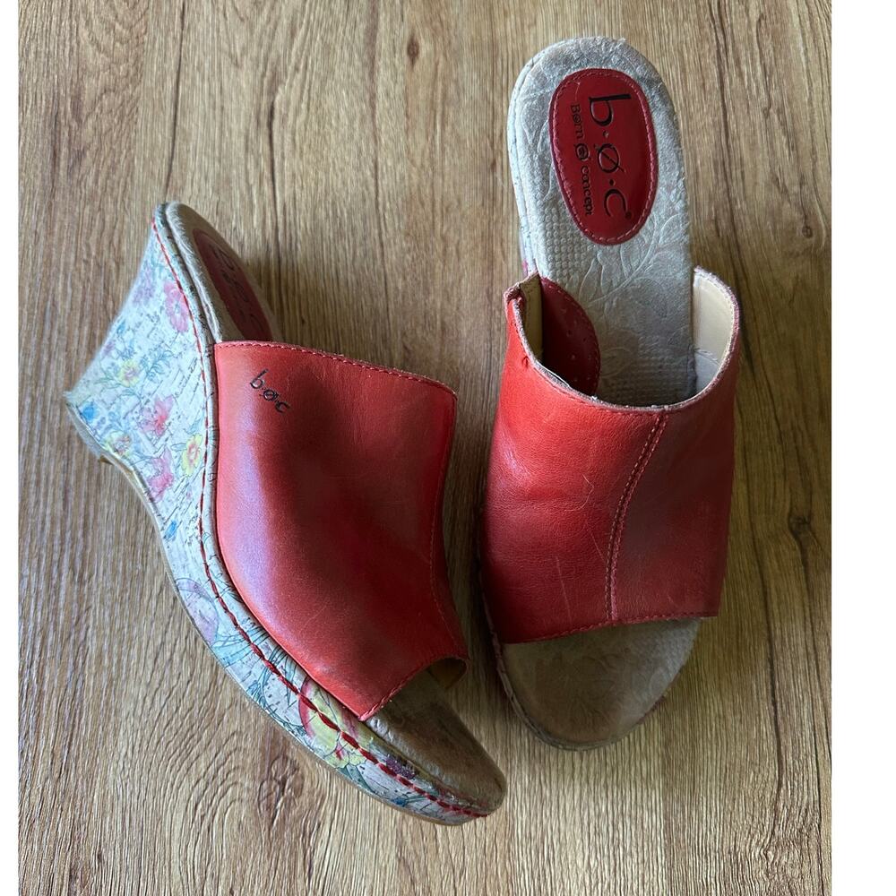 BOC Born Concepts Vtg Floral Wedge Mule Size 8